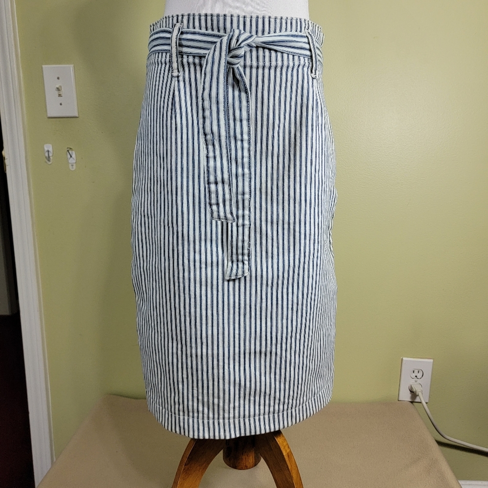 J. Crew denim pin stripped skirt with belt